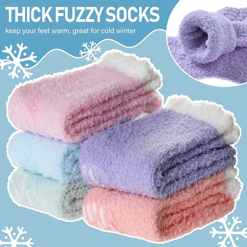 Yebing Store Non Slip Hospital Socks for Women with Grips Fuzzy Cozy Anti Skid Slipper Socks Winter Warm Soft Fluffy Sleep Socks - Image 4